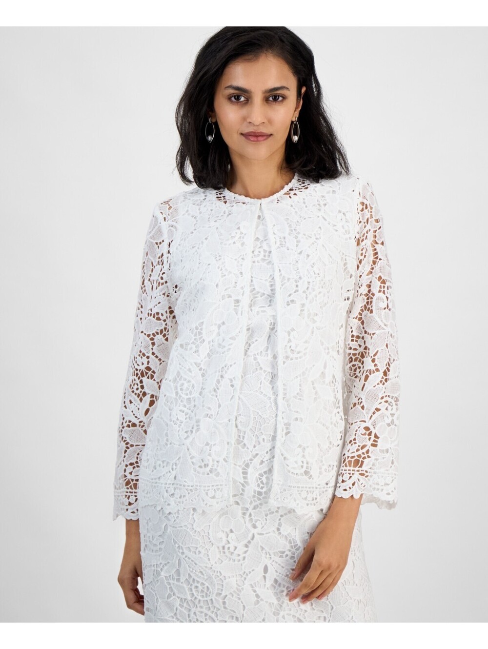 Kasper Women's Lace Open-Front 3/4-Sleeve Jacket, Regular & Petite Sizes -